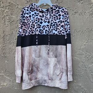Colorblock Animal Print Hoodie